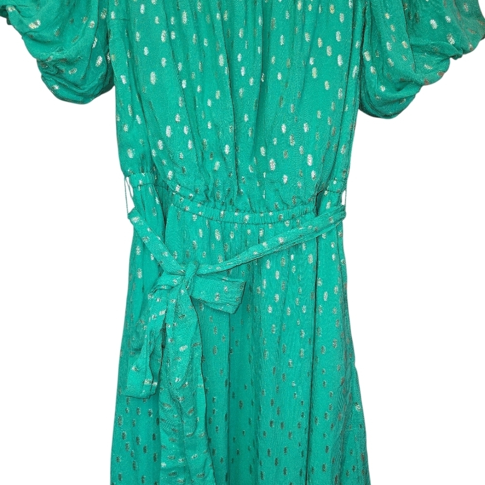 Lilly Pulitzer Tamie Off The Shoulder Midi Dress Botanical Green NWT Size Large - Picture 9 of 16